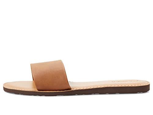 Image of Volcom Women's Simple Slide Sandals - Cushioned Synthetic Leather Strap Slides With Padded Footbed