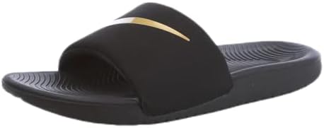 Nike Boy's Kawa Slide (GS/PS) Sandal, Black/Metallic Gold, 4Y Regular US Little Kid