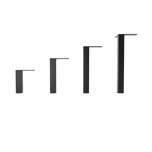 HEVVA Luzern & LINZ - Patas para muebles (10/15/20/25 cm, 4 patas, color negro, 25 cm, cuadrada)