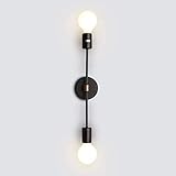 Lámpara de Pared de Metal Moderna, 2 Cabezales, lámpara de Pared Simple E27, lámpara de Techo Negra, lámpara de Hierro con Forma de Barra Larga para Sala de Estar, Dormitorio, Restaurante, p