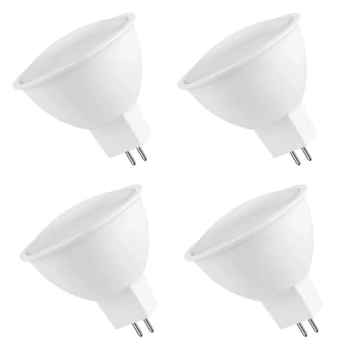 Bombillas LED GU5.3 MR16 Bombillas LED 220 voltios GU5.3 bi-pin 5W 2700K Warm White 24 Deree Beam Angle para iluminación de riel empotrada en paisaje 24 °-4 piezas Blanco Frío