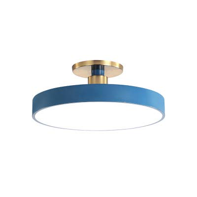 Lustre bleu chambre et bureau luminaire rond LED chaleureux