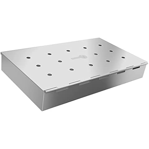 Smoker Box Maximum Wood Chip Capacity - 25% Thicker Stainless Steel Won't Warp - Charcoal & Gas Grill BBQ Meat Smoking Hinged Lid - Best Grilling Accessories & Barbecue Utensils For Dad Cover