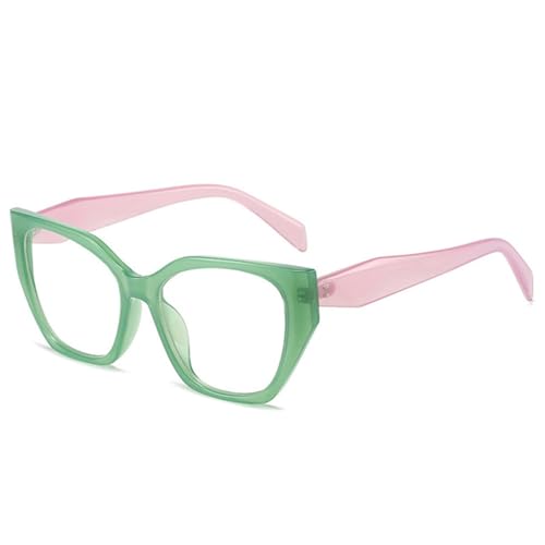Lunettes de soleil oeil de chat polygone bicolore avec verres translucides clairs océan UV400