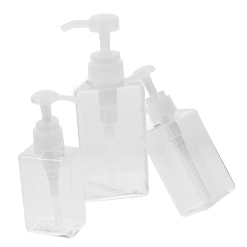 GANAZONO 3 pezzi Bottiglie Trasparenti da Viaggio con Pompa Pressione Dispenser Liquido per Shampoo Balsamo Sapone e Lozione Contenitori Vuoti Ricaricabili per Bagno e Doccia