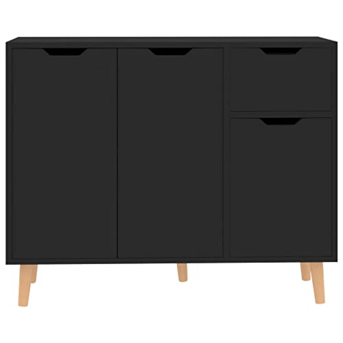 Floor Storage Cabinet, Buffet Storage Cabinet With 3 Doors And Drawer, Industrial Sideboard With Shelves, Buffet Table For Dining Room, Living Room(Black, 39.4"X11.8"X41.3") #TOP2