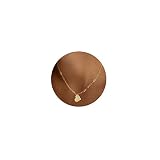 Misearo Gold Heart Necklaces for Women, 14k Gold Tiny Flat Plated Heart Pendant Necklace Tiny Chain