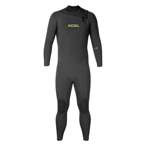 XCEL Traje de neopreno Comp para hombre, 4/3 mm, con cremallera en el pecho, color negro