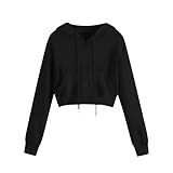 YMADREIG Womens Cropped Hoodies 2025 Fall Fashion Y2k Sweatshirts Cute Casual Long Sleeve Crop Tops Pullover with Pockets