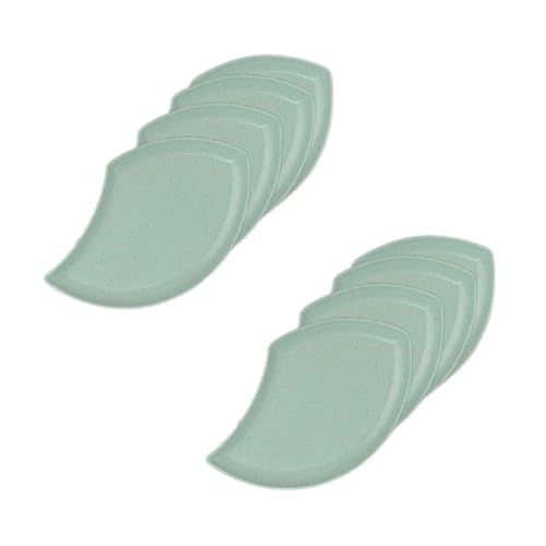 Image of YANCI Lightweight Wheat Straw Appetizer Plates, Reusable Unbeakeable Dinner Plates Set, 18 x 11 cm, Dishwasher & Microwave Safe (Green, Pack of 8)
