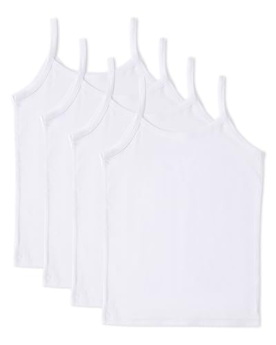 MeMoi 4 Pack Girls Cotton Rich Solid White Layering Camis