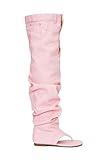 Cape Robbin Women's Malynda Over The Knee Denim OTK Thong Sandals (Pink, US Footwear Size System, Adult, Women, Numeric, Medium, 10)