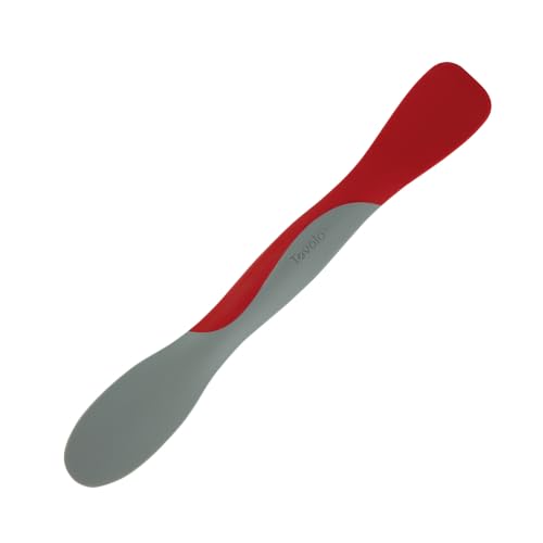Tovolo Mini Scoop and Spread Tool for Kitchen Meal Prep Small Sandwich Spreader Spatula for Peanut Butter Jelly, Silicone BPA Free Dishwasher Safe Scooper Spreader, Cayenne Red and Oyster Gray