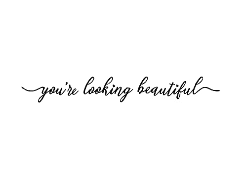 BERRYZILLA You're Looking Beautiful Decal Hello Mirror Living Room Vinyl Carving Wall Sticker for Gorgeous Home Window Decoration