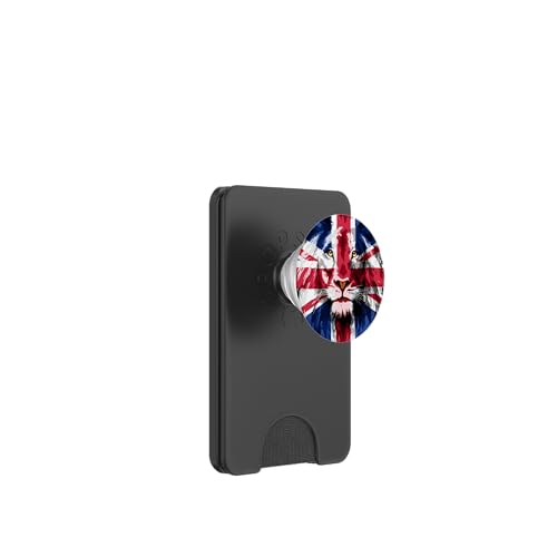 Union Jack UK Flag Lion Face Great Britain Union Jack Flag PopSockets PopWallet para MagSafe