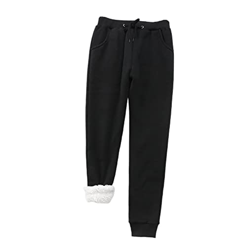 Emiif Pantalon de survêtement chaud pour femme, pantalon de jogging en polaire épais, ample et décontracté, pantalon de sport solide Cover