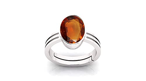 DENMOUS TODANI JEMS 8.25 Ratti Gomed Stone Ring Adjustable Gomed Hessonite Gemstone Silver Ring Astrological Purpose for Men and Women-AMZ6948, zzzz-s, Gemstone