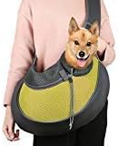 TTWO Pet Sling Carrier Bag, Hand-free Dog Cat Outdoor Travel Shoulder Bag with Adjustable Strap& Zipper(L, Yellow)