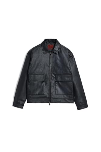 Image of SNITCH CATCH ME IF YOU CAN Men Casual Jacket For Streetwear | Box Fit Lapel Collar Solid With Zip Closure | Artificial Pu Leather & Polyester Lined For Outings