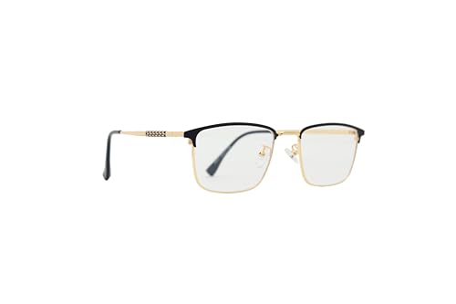 Image of ADMIRE Metal Frame Eyeglasses, Black, Rectangular Shape, Clear Lens, Lightweight Hal-Rim Spectacles