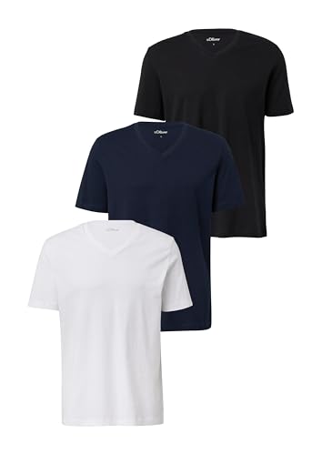 s.Oliver Herren T-Shirt – Jersey, V-Ausschnitt, Regular Fit, 3er-Pack – Ansicht 4