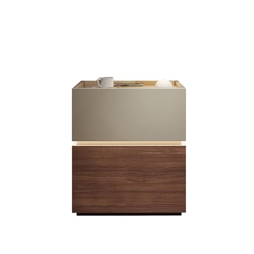 Comodino galleggiante con cassetto con ricarica wireless, moderno, in legno,