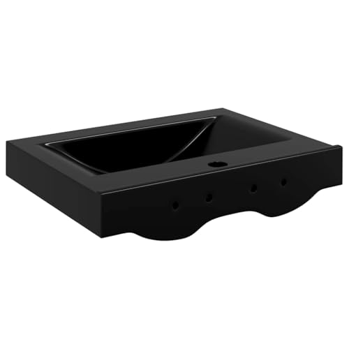 Vidaxl Lavandino Ceramica Rettangolare Nero Con Foro Rubinetto Lavello Lavabo - 7