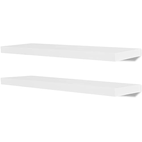 vidaXL 2 estanterías suspendidas de Tablero MDF Blanco para Libros/DVDs