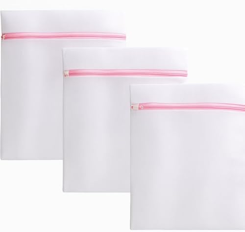 Kit Sacos de Lavar Roupas Delicadas com 3 Tamanhos Diferentes, Fechamento com Zíper, Protetor de Lingeries, Peças Finas e Organizador