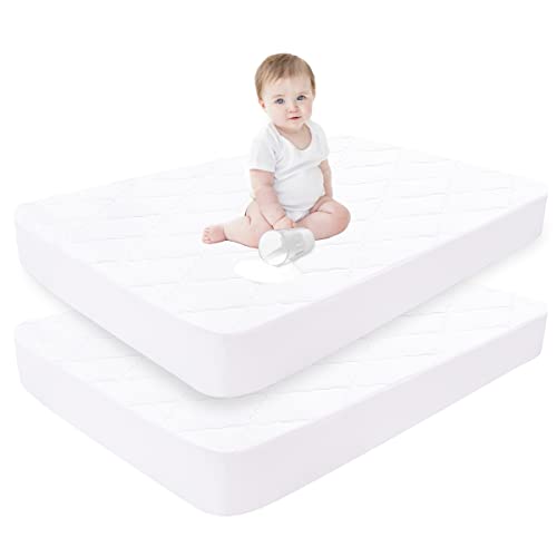 Image of Waterproof Mattress Protector Rayon Bamboo Fitted Sheet for 5-18 inches Crib x 2 40% Rayon Bamboo,60% Polyester