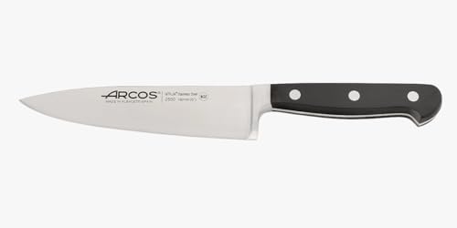 Arcos Séries Clasica - Couteau du Chef Couteau à Découper - Lame Acier Inoxydable Forgé Nitrum 160 mm - Manche Polyoxyméthyléne (Pom) Couleur Noir