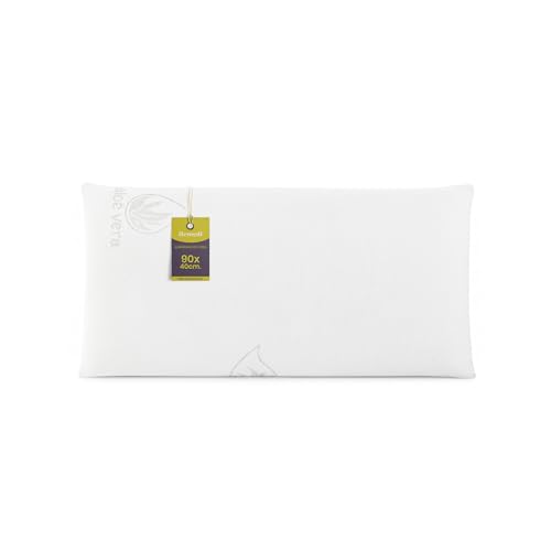 Remedi Almohada Viscoelástica 90x40cm, Núcleo Compacto, Almohada Aloe Vera, Firmeza Media, Antiácaros, Ergonómica, Memory Foam, Desenfundable, Funda con Cremallera Lavable a 40 Grados, Almohada Cama