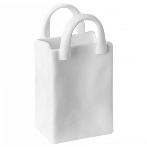HIAKDOFT Vaso Decorativo Per Fiori Secchi e Portapenne Moderno in Ceramica Bianca, Contenitore Multifunzione Stabile Per Scrivania Casa e Ufficio, Centrotavola Elegante e Funzionale