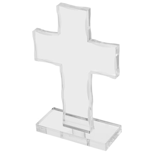 HOMOCONO Croce Battesimale in Acrilico Con Supporto Decorazione Spirituale Croce Religiosa Da Tavolo Per Battesimi E Eventi