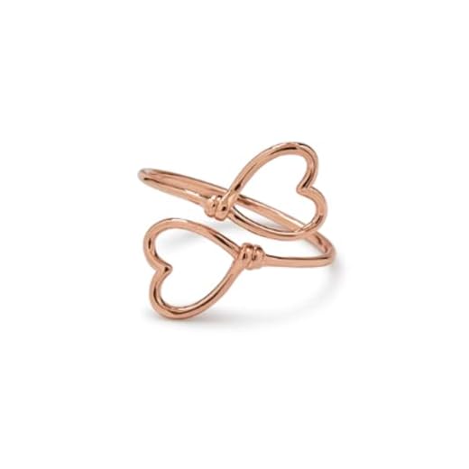 Pura Vida Rose Gold Plated Heart Wire Wrap Ring - Brass Base Band, Stylish Design - Size 9