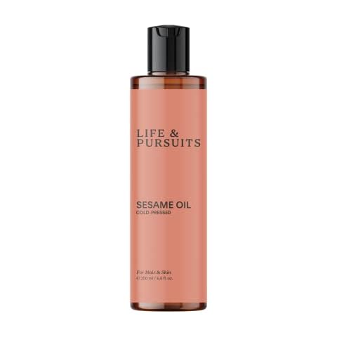 Life & Pursuits Cold-Pressed Unrefined Sesame Oil (200 ml) for Skin & Hair - Moisturizer for Healthy Hair and Smooth Skin Cover