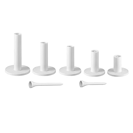 5 Pcs Golf Rubber Tees and 2 Pcs Plastic tees for in Different Sizes for Golf Practice Mat (White)