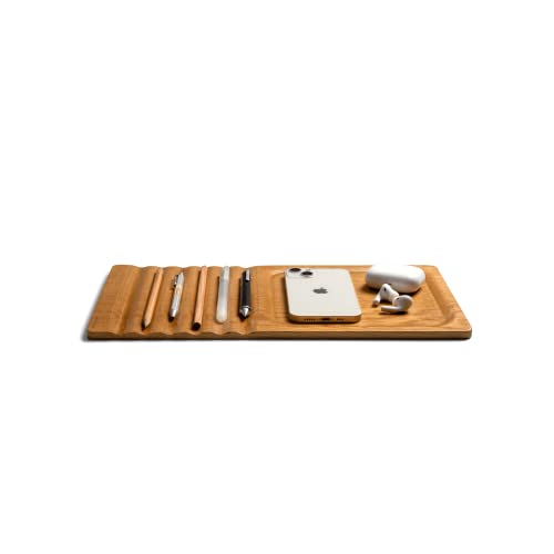 Image of DailyObjects Striate Wooden Tray for Storage Organizer | Designed for Laptops, Tablets, Stationery and Mobile Phones | HeavyDuty Portable Compatible with Desk /Table