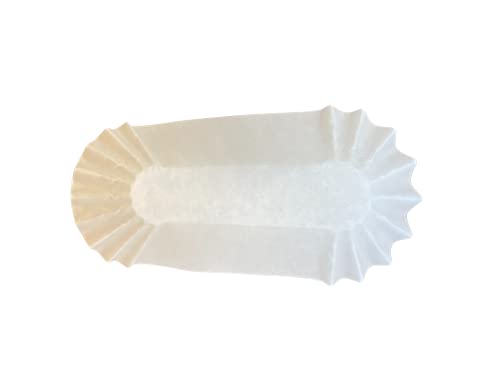 bark and lindy Paper Hot Dog Tray Heavy Weight Fluted White Paper 6" (50)