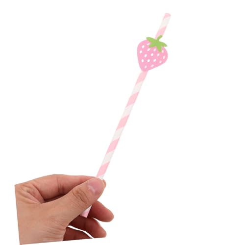 Pitillos de Papel Rosados Motivo Fresa 50 pcs miniatura 4