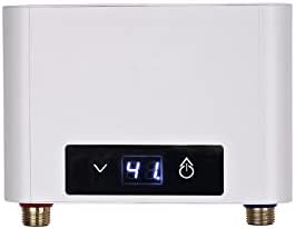 Electronic Continuous Heat Shower, 220 V Electric Water Heater, Temperature Selection 30-52 °C with Bath Shower Kit, for Hand Sink, Kitchen, Bathroom, Sink (3500 W without Shower Set, White)
