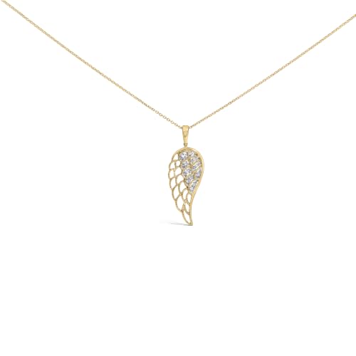 Haus of Brilliance Gold Vermeil Diamond Accent Angel Wing Pendant Necklace