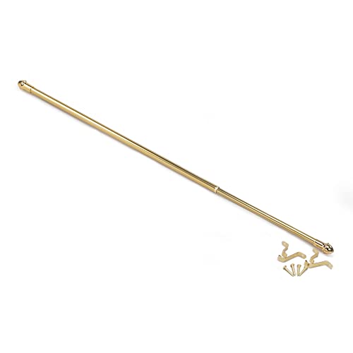Fantasia Cafe Decorative Window Curtain Rod, 48"- 86" adjustable width, 7/16" Diameter, 3/4" Projection - Brass with Finials - Adjustable & Easy to Install Telescoping - Brackets & Hardware Included by ACHIM - Used condition - CA$20.87