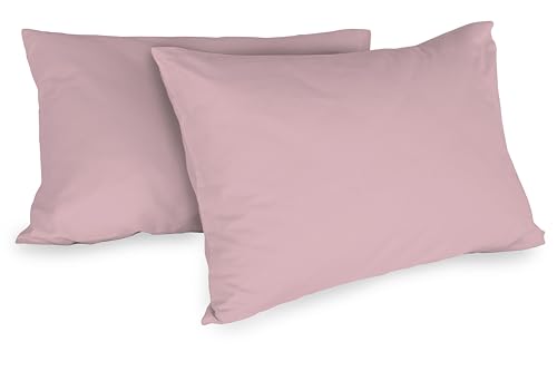 Fundas de Almohada 100% algodón, 52x80 cm, Juego de Dos, Rosa, 0bed