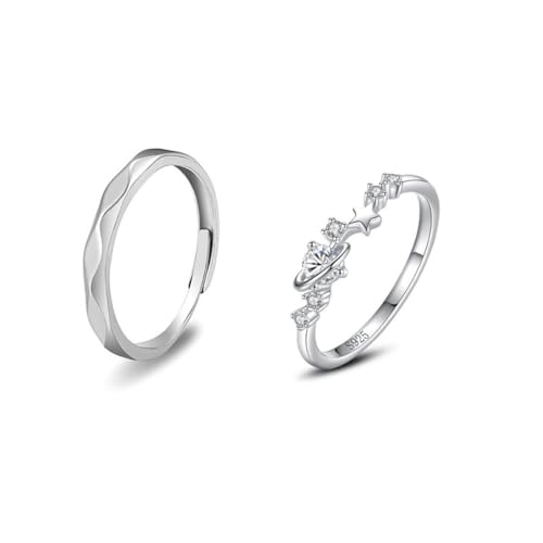 Bague de mariage couple en argent étoile pour sceller votre promesse d'amour éternel