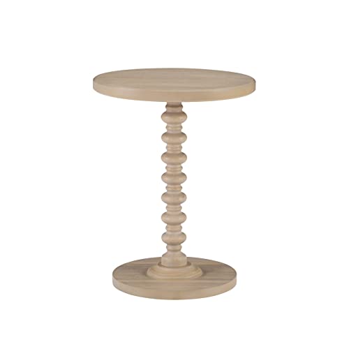 Powell Tarkin Round Natural Wood Turned Spindle Pedestal Side Accent Table by Powell - Used condition - US$34.90