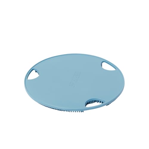 Boie USA Flat Body Scrubber - Soft Silicone-Like Exfoliating Shower Scrubber & Body Cleansing Brush - Stick-to-Wall Loofah Replacement - Antimicrobial Exfoliator for All Skin Types (Blue)