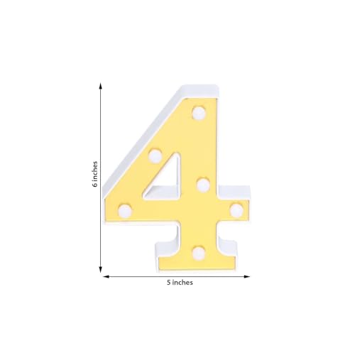 Image of Efavormart 6 inch Gold Marquee Number 4, Mirror Front Warm White LED Light Up 3D Sign, Battery Operated 72H Glow for Wedding Party & Wall Decor