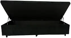 Cama Box Baú Solteiro Bom Sonho Suede Preto com Pistões a Gás