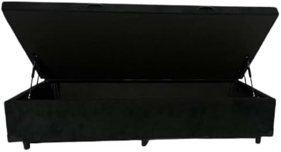 Cama Box Baú Solteiro Bom Sonho Suede Preto com Pistões a Gás